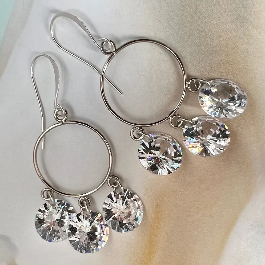 triple CZ circle drop