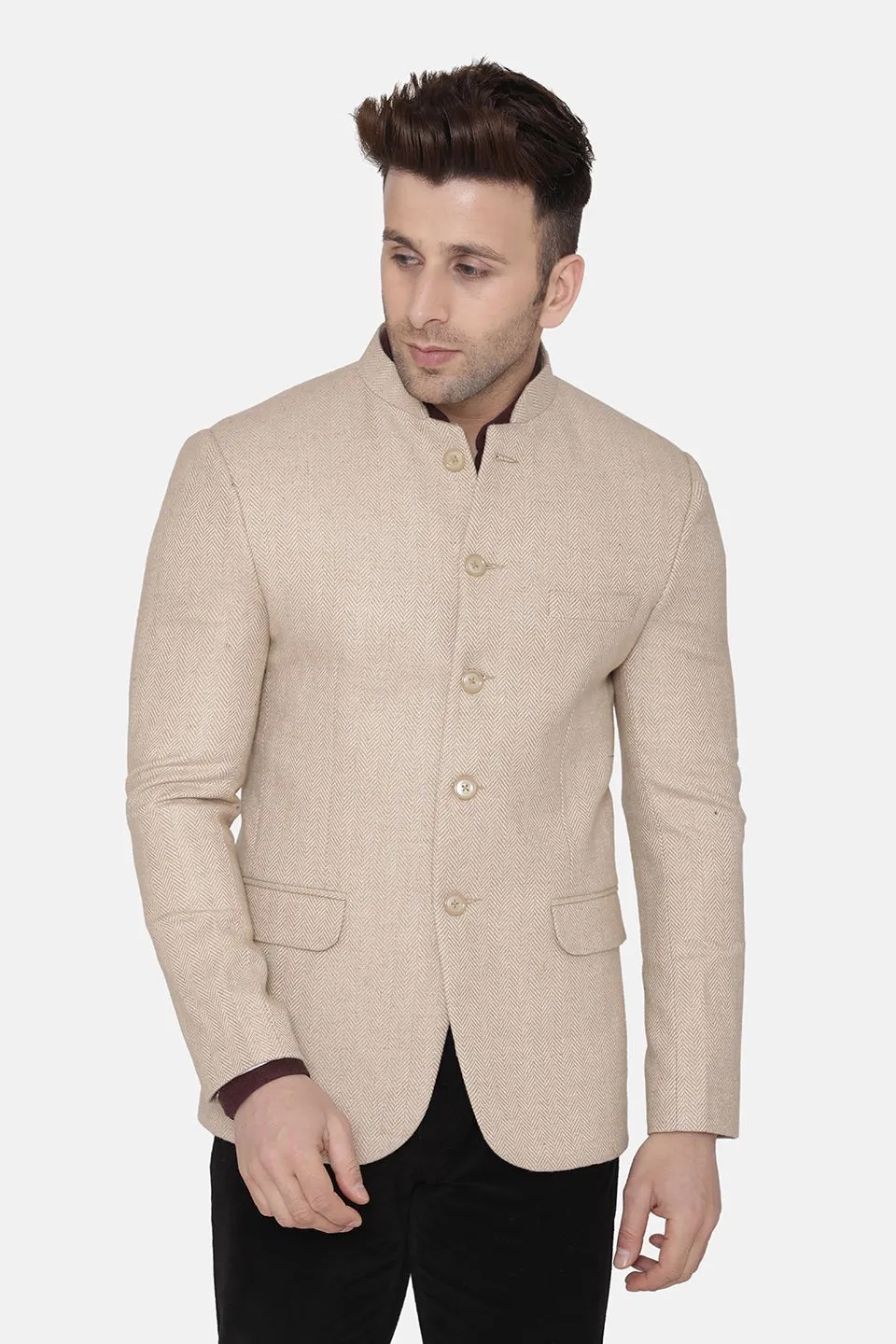 Tweed Beige Bandhgala