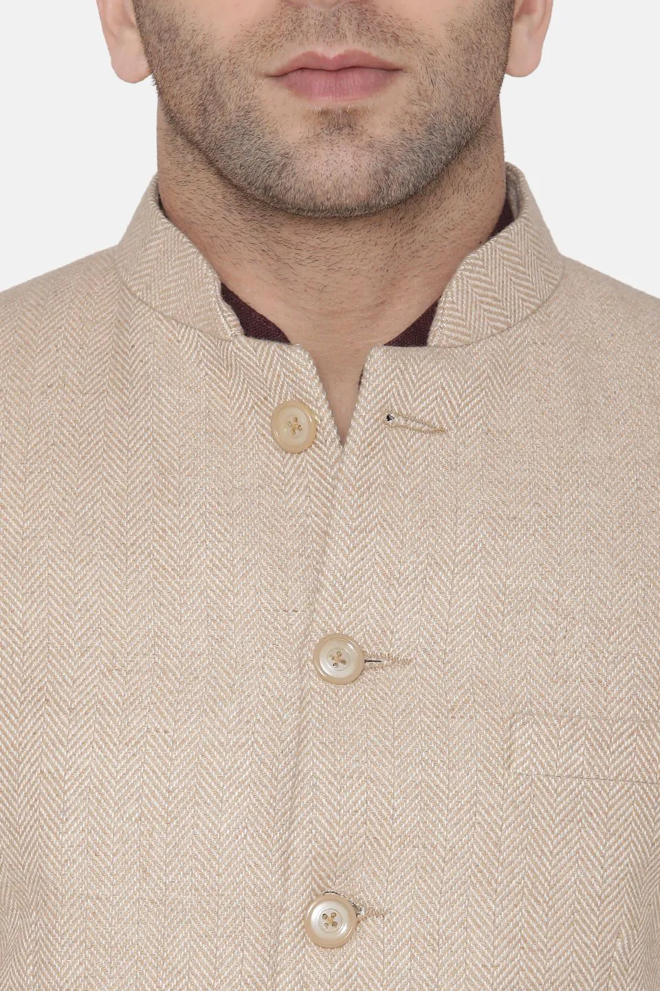 Tweed Beige Bandhgala