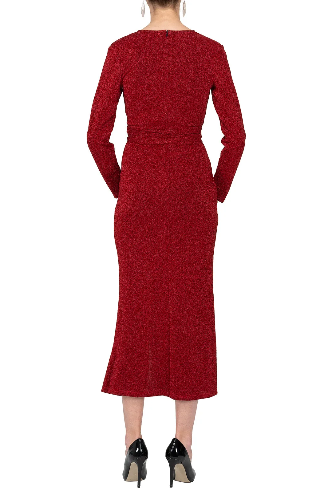 TWO PEARS-Long Sleeve Bodycon Belted Dress