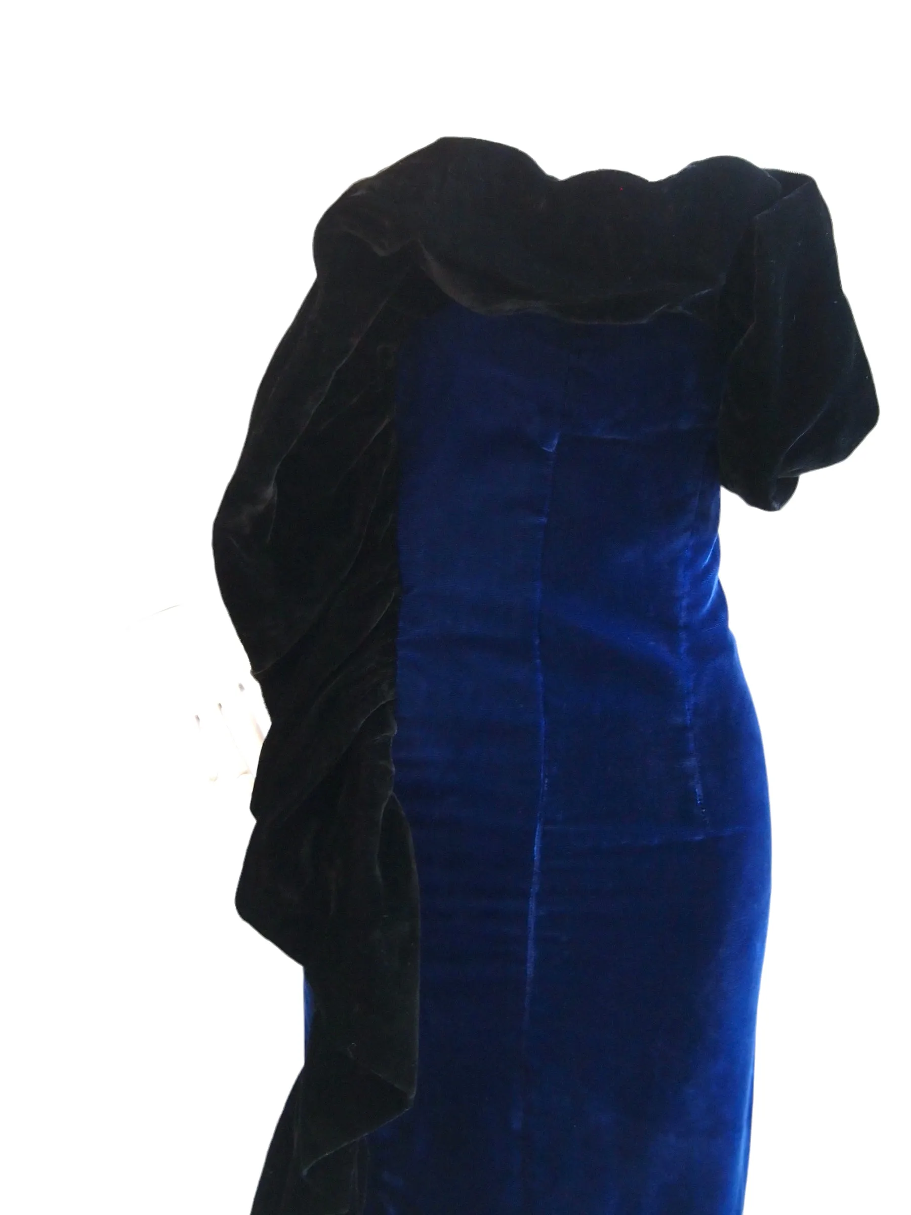 Unexpected Glamor Black Blue Strapless Bustier Velvet Cocktail Dress