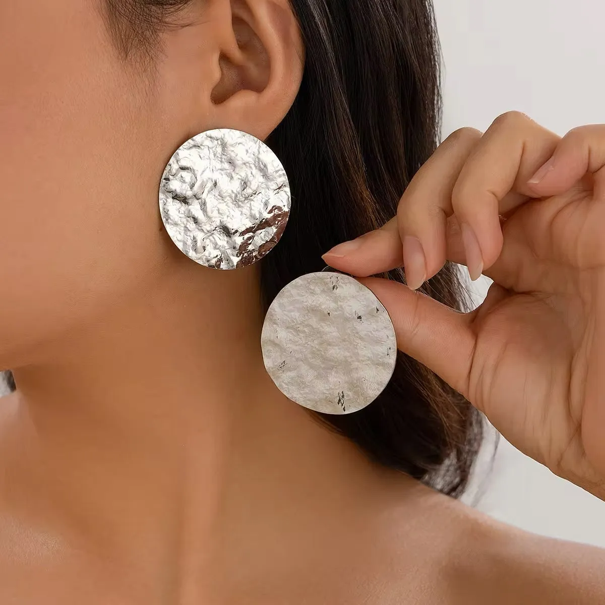 Unique Melting Circle Surface Shaped Stud Earrings