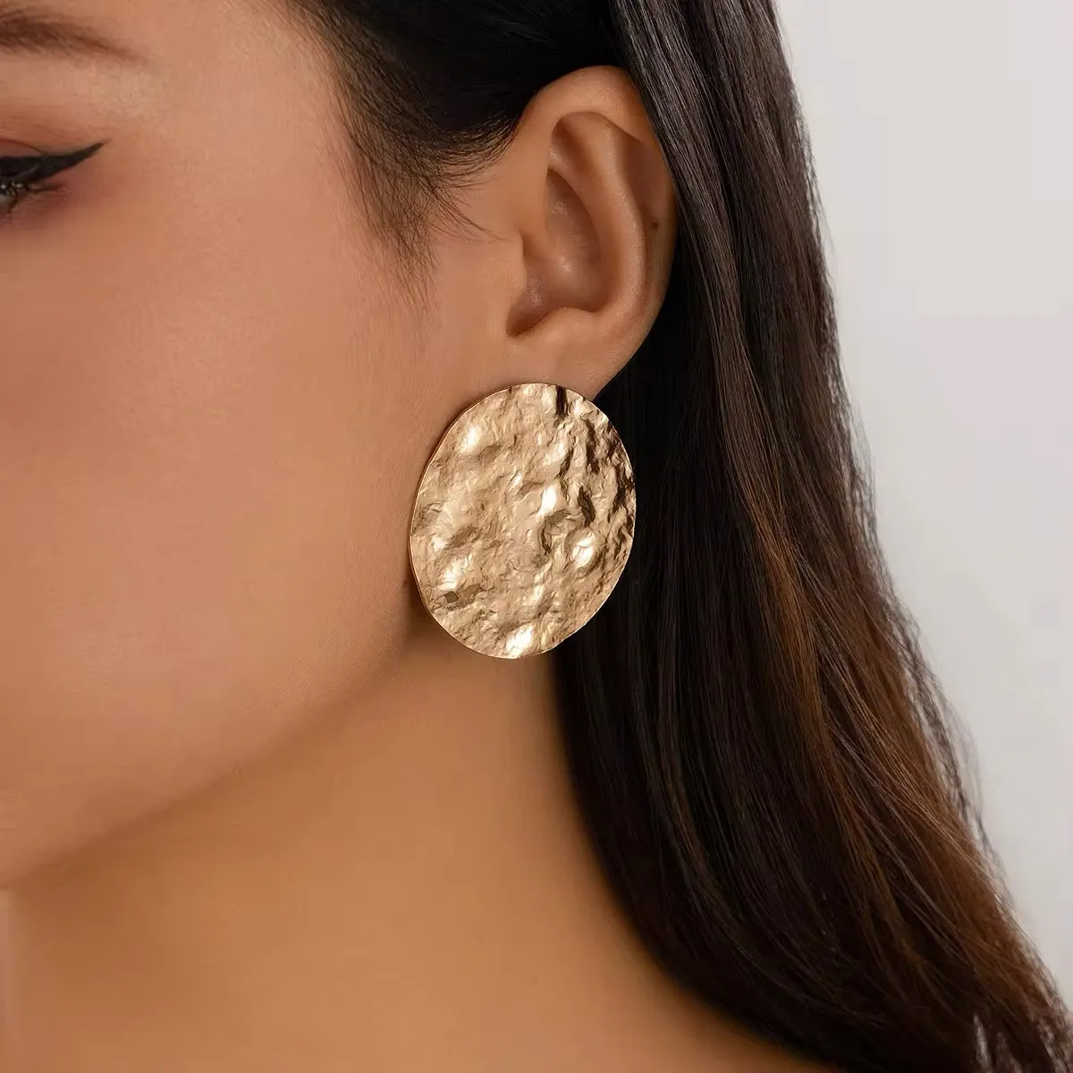 Unique Melting Circle Surface Shaped Stud Earrings