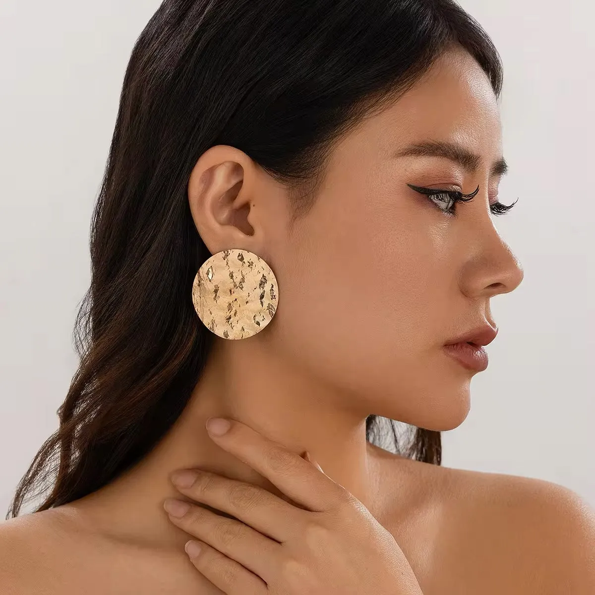 Unique Melting Circle Surface Shaped Stud Earrings