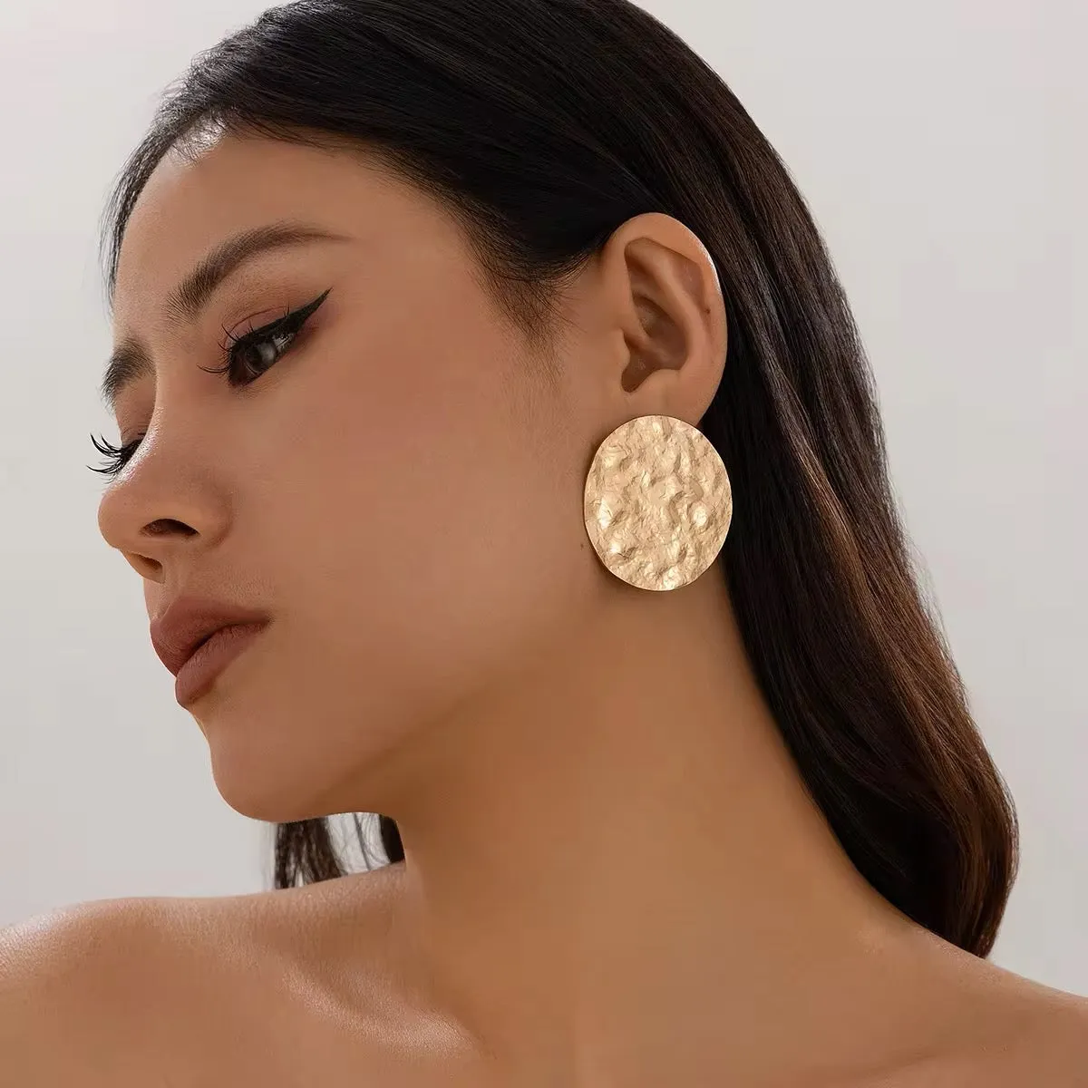 Unique Melting Circle Surface Shaped Stud Earrings