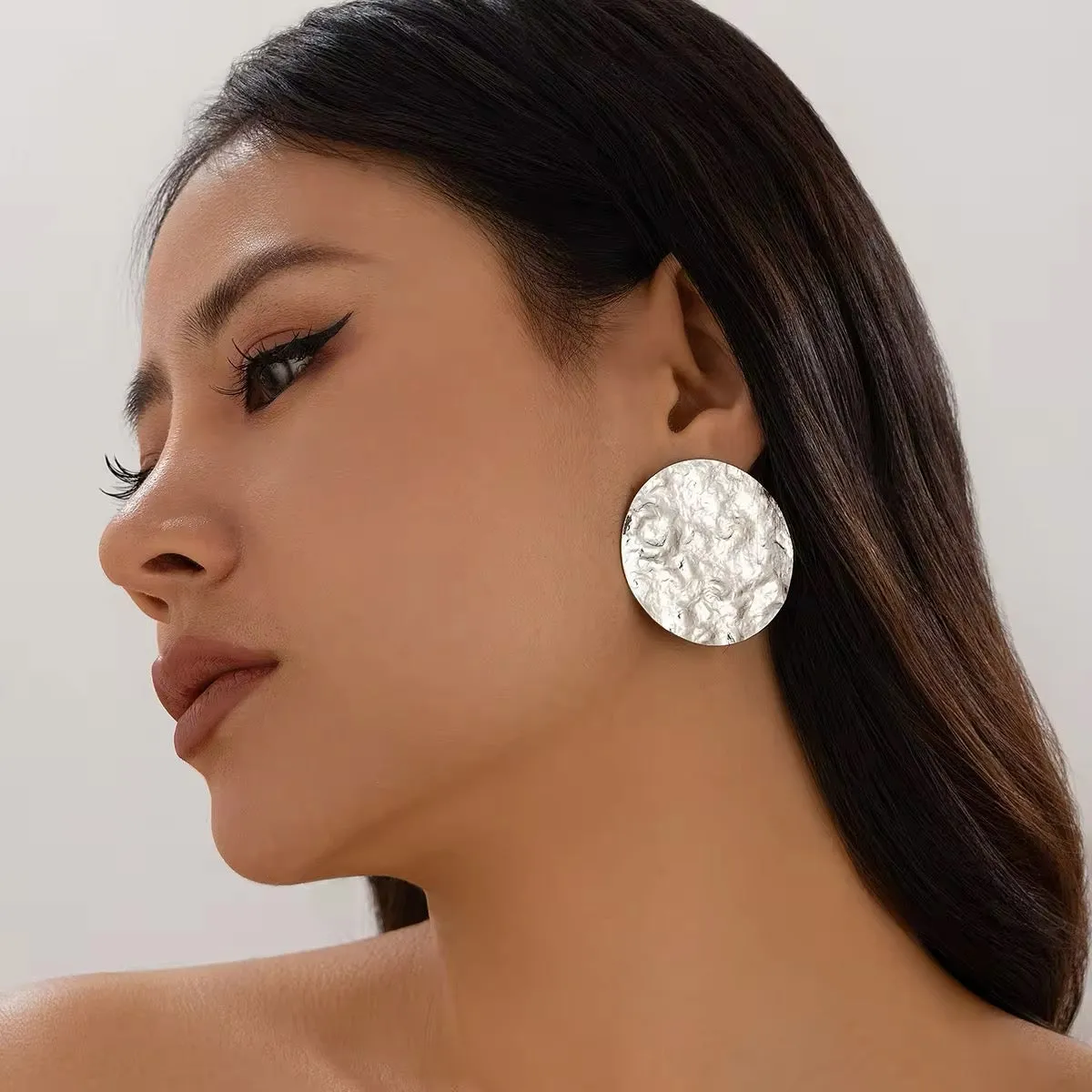 Unique Melting Circle Surface Shaped Stud Earrings