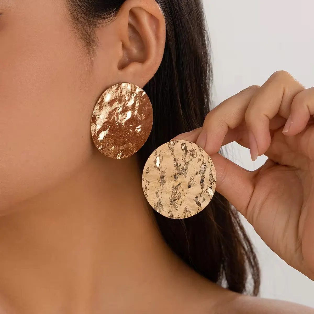 Unique Melting Circle Surface Shaped Stud Earrings