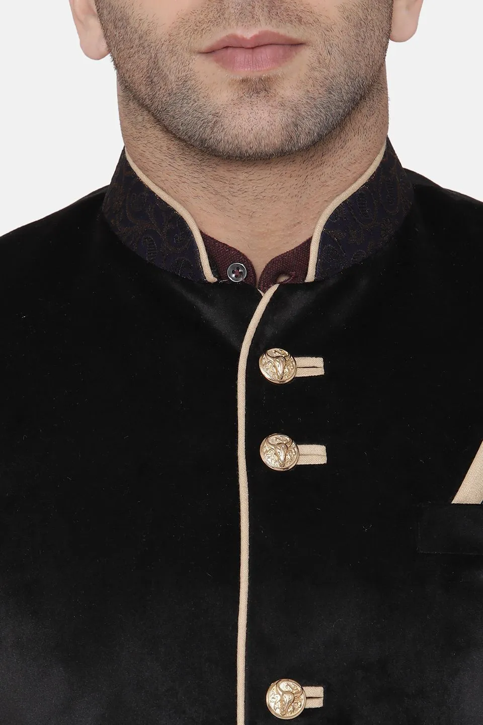 Velvet Black Bandhgala Blazer