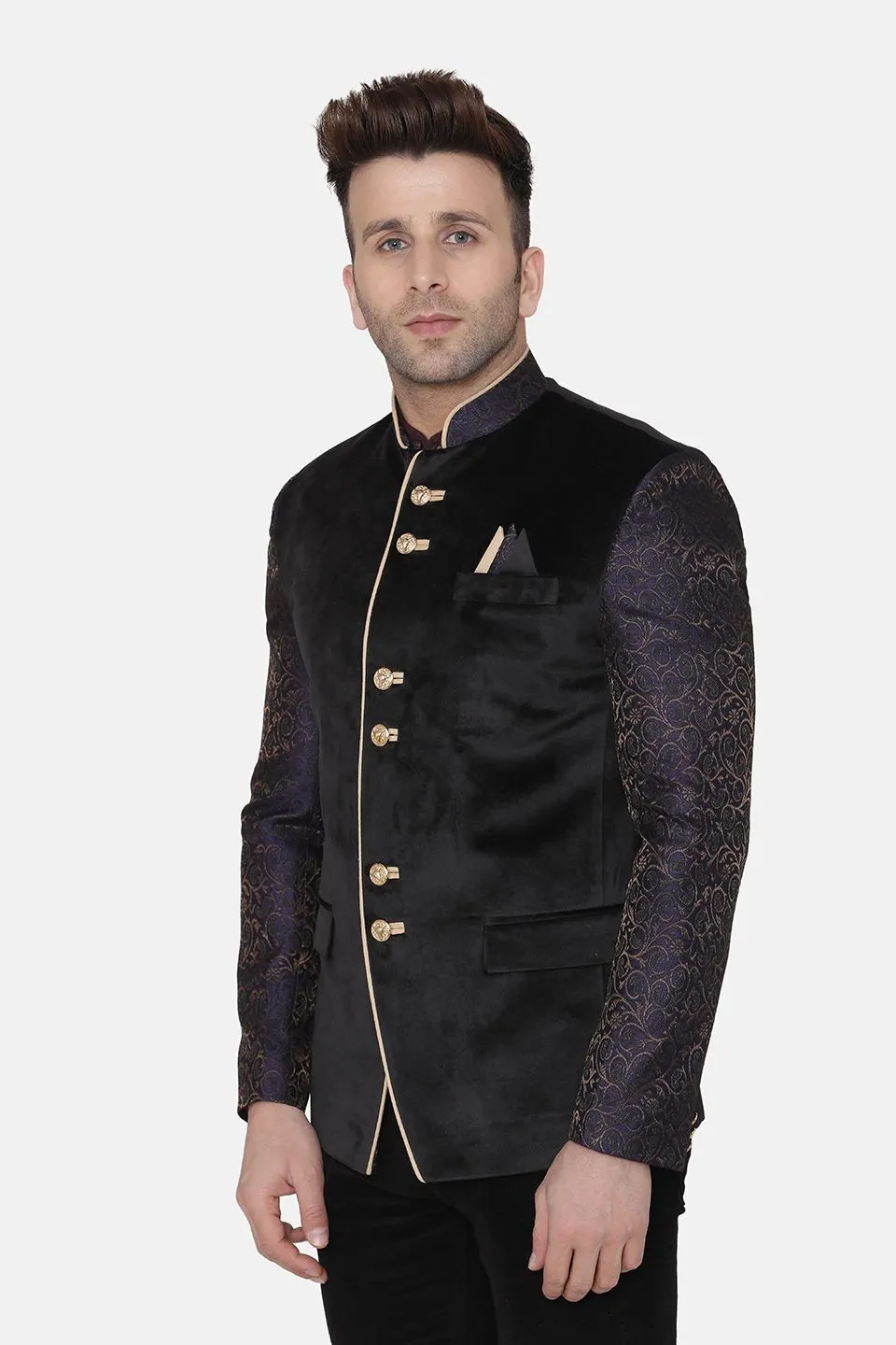 Velvet Black Bandhgala Blazer