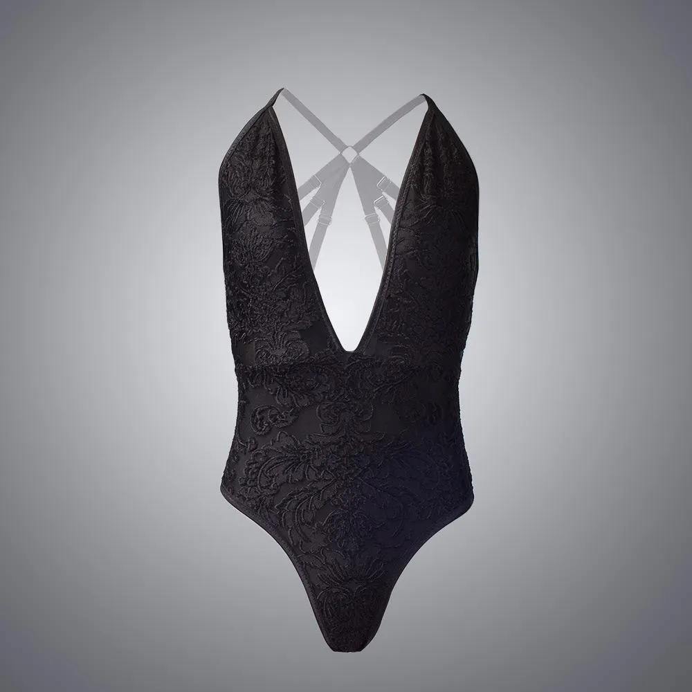 Velvet Mesh Lace Bodysuit