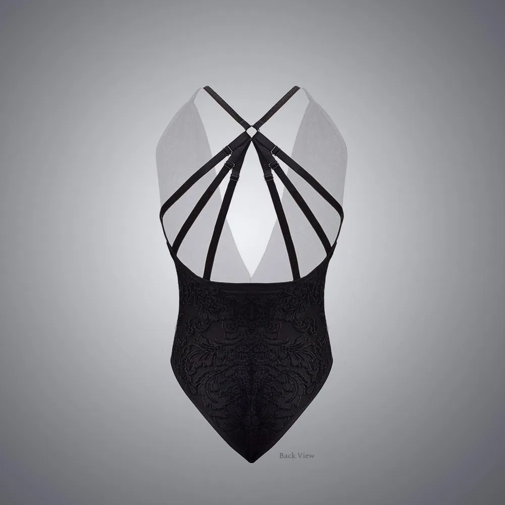 Velvet Mesh Lace Bodysuit