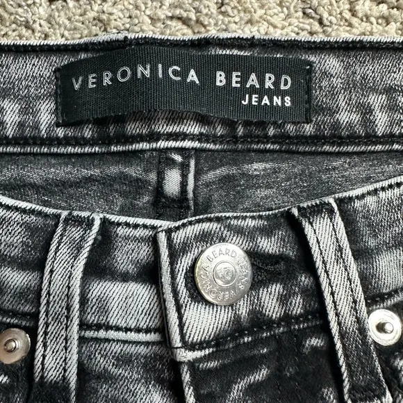 Veronica Beard Brooke Midrise Skinny Jeans Sz 26 27 2 4 black gray acid wash