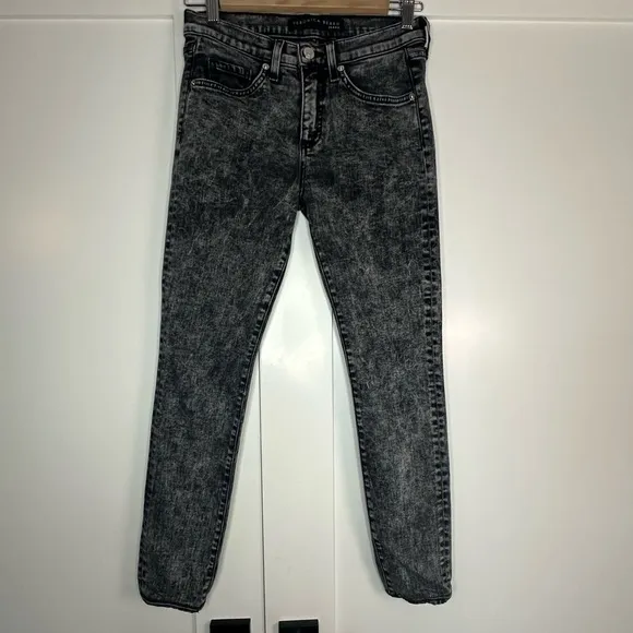 Veronica Beard Brooke Midrise Skinny Jeans Sz 26 27 2 4 black gray acid wash