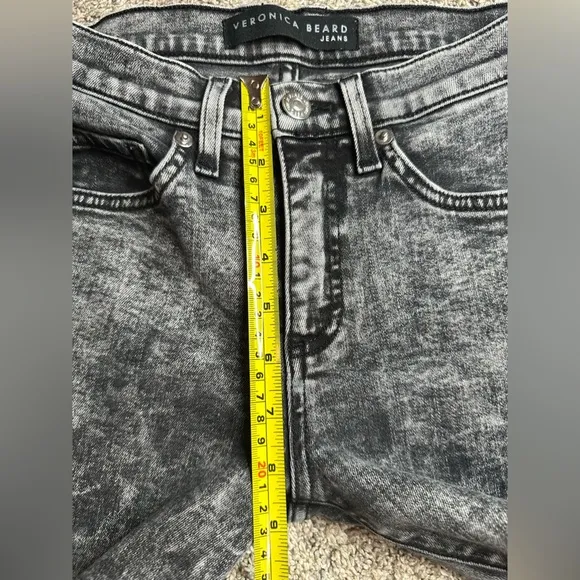 Veronica Beard Brooke Midrise Skinny Jeans Sz 26 27 2 4 black gray acid wash