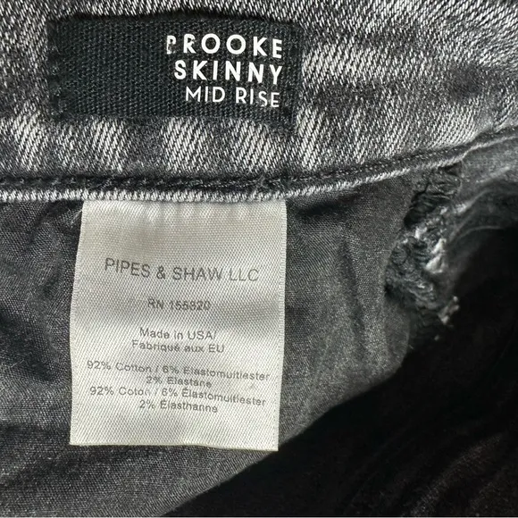 Veronica Beard Brooke Midrise Skinny Jeans Sz 26 27 2 4 black gray acid wash