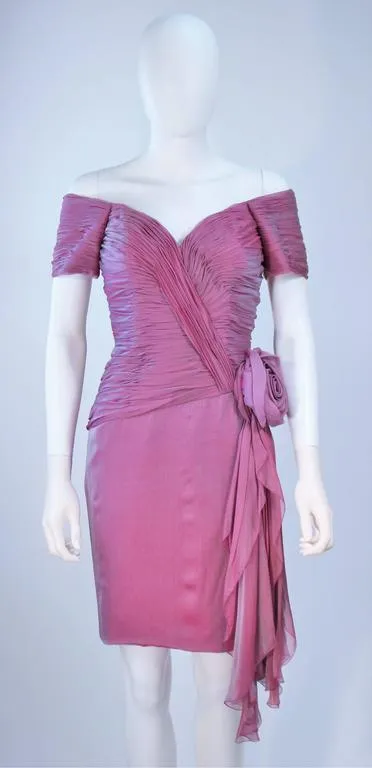 VICKY TIEL Lavender Silk Iridescent Cocktail Dress Size 38