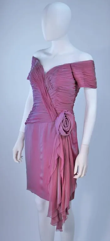 VICKY TIEL Lavender Silk Iridescent Cocktail Dress Size 38