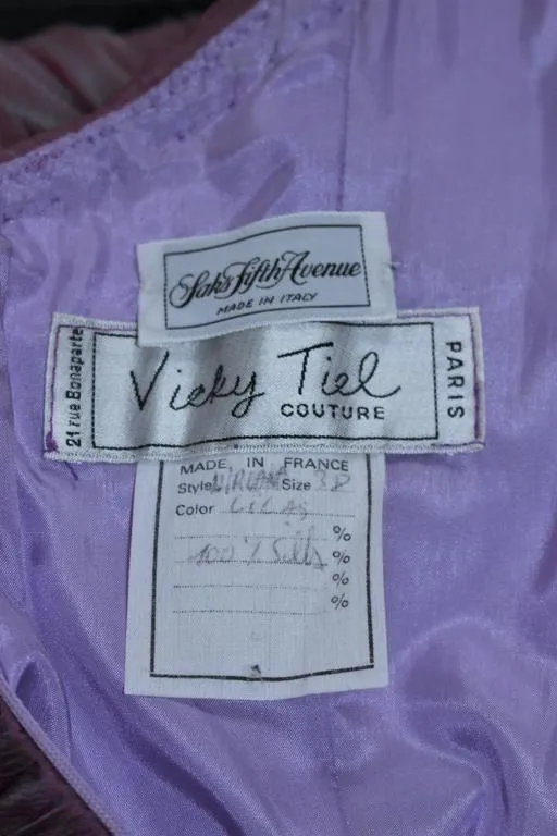 VICKY TIEL Lavender Silk Iridescent Cocktail Dress Size 38