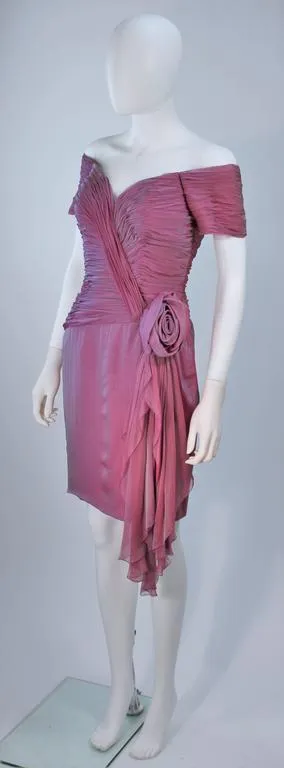 VICKY TIEL Lavender Silk Iridescent Cocktail Dress Size 38