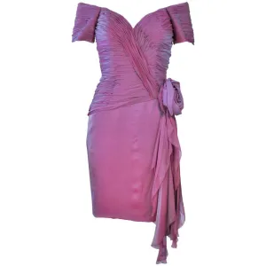 VICKY TIEL Lavender Silk Iridescent Cocktail Dress Size 38