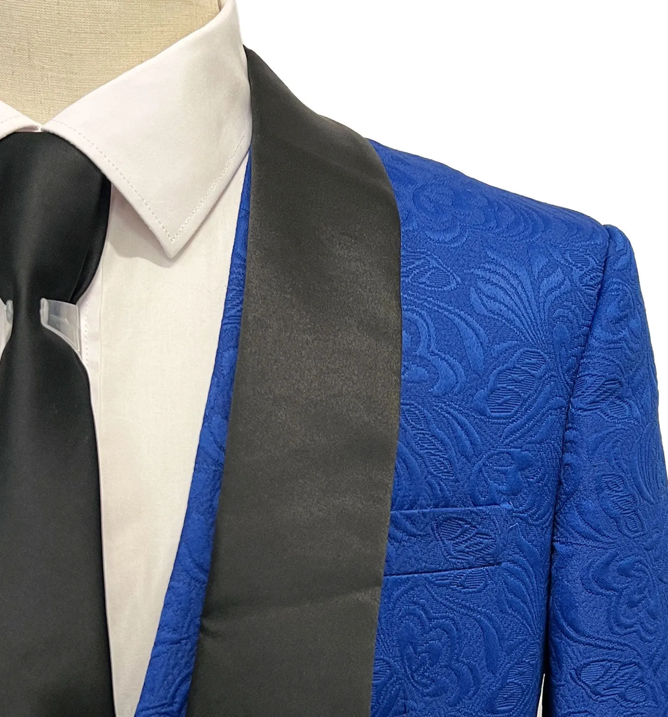 Vinci Vested Slim Fit Tuxedo Suit - Jacquard Royal Blue