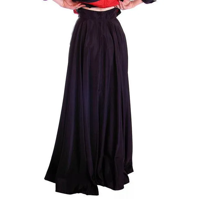 Vintage Circle Skirt Black Taffeta High Waist Evening Full  Small 25" W 1940S