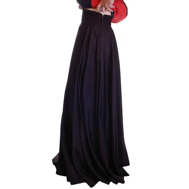 Vintage Circle Skirt Black Taffeta High Waist Evening Full  Small 25" W 1940S