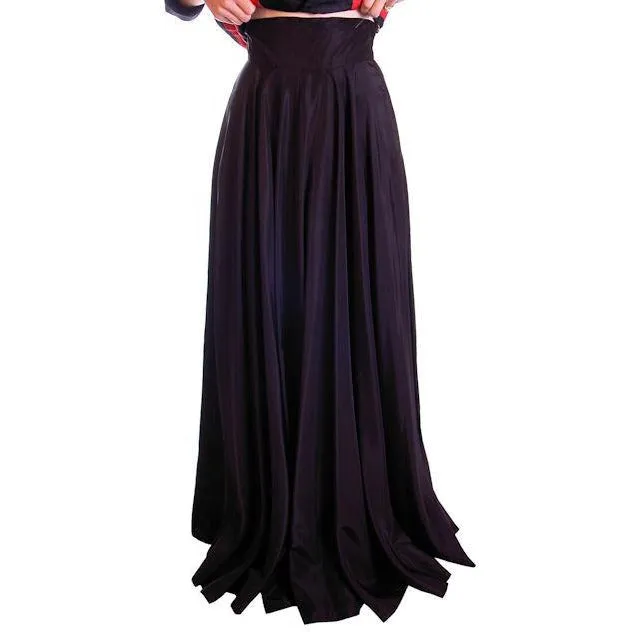 Vintage Circle Skirt Black Taffeta High Waist Evening Full  Small 25" W 1940S