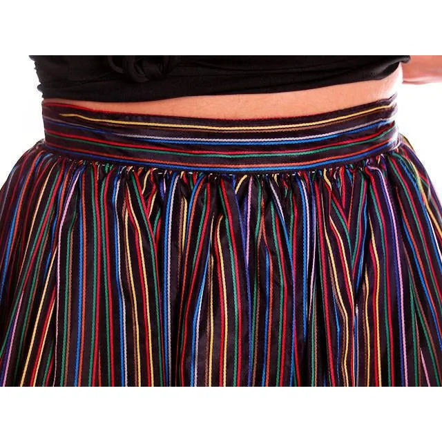 Vintage Skirt Black w/ Bright Primary Stripes 1940's XS