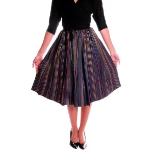 Vintage Skirt Black w/ Bright Primary Stripes 1940's XS