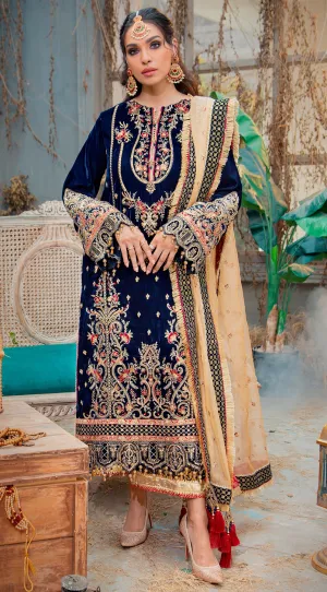 VIVARIA VL121-01 |  Anaya by Kiran Chaudhry Velour De Fete '21 | Unstitched Embroidered Velvet Suits