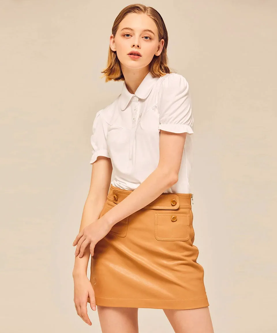[Warehouse Sale] MYCL A-line Leather Skirt Beige