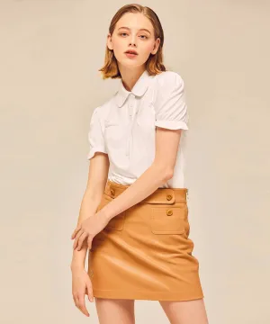 [Warehouse Sale] MYCL A-line Leather Skirt Beige