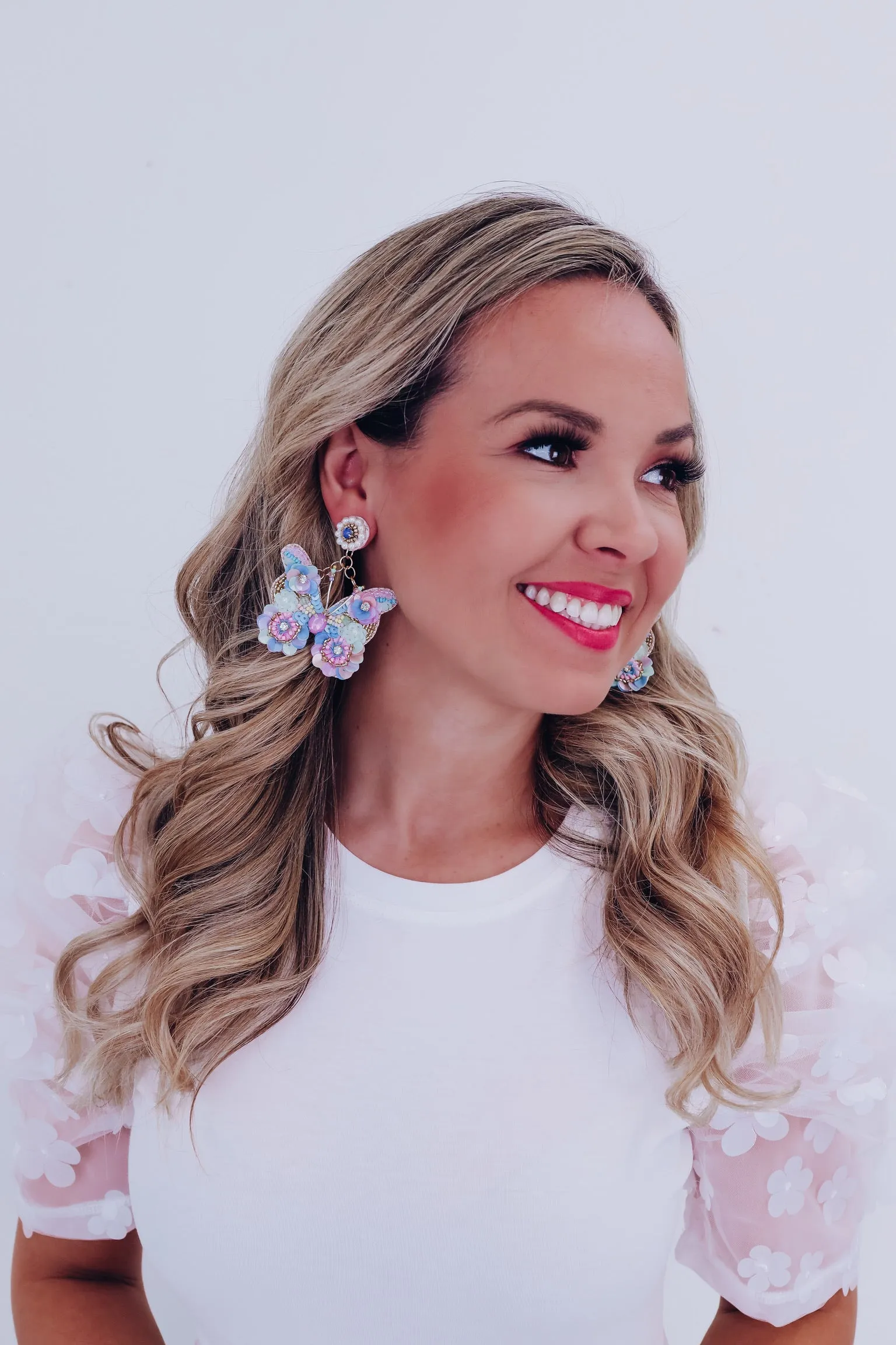 Whimsical Butterfly Statement Earrings - Blue
