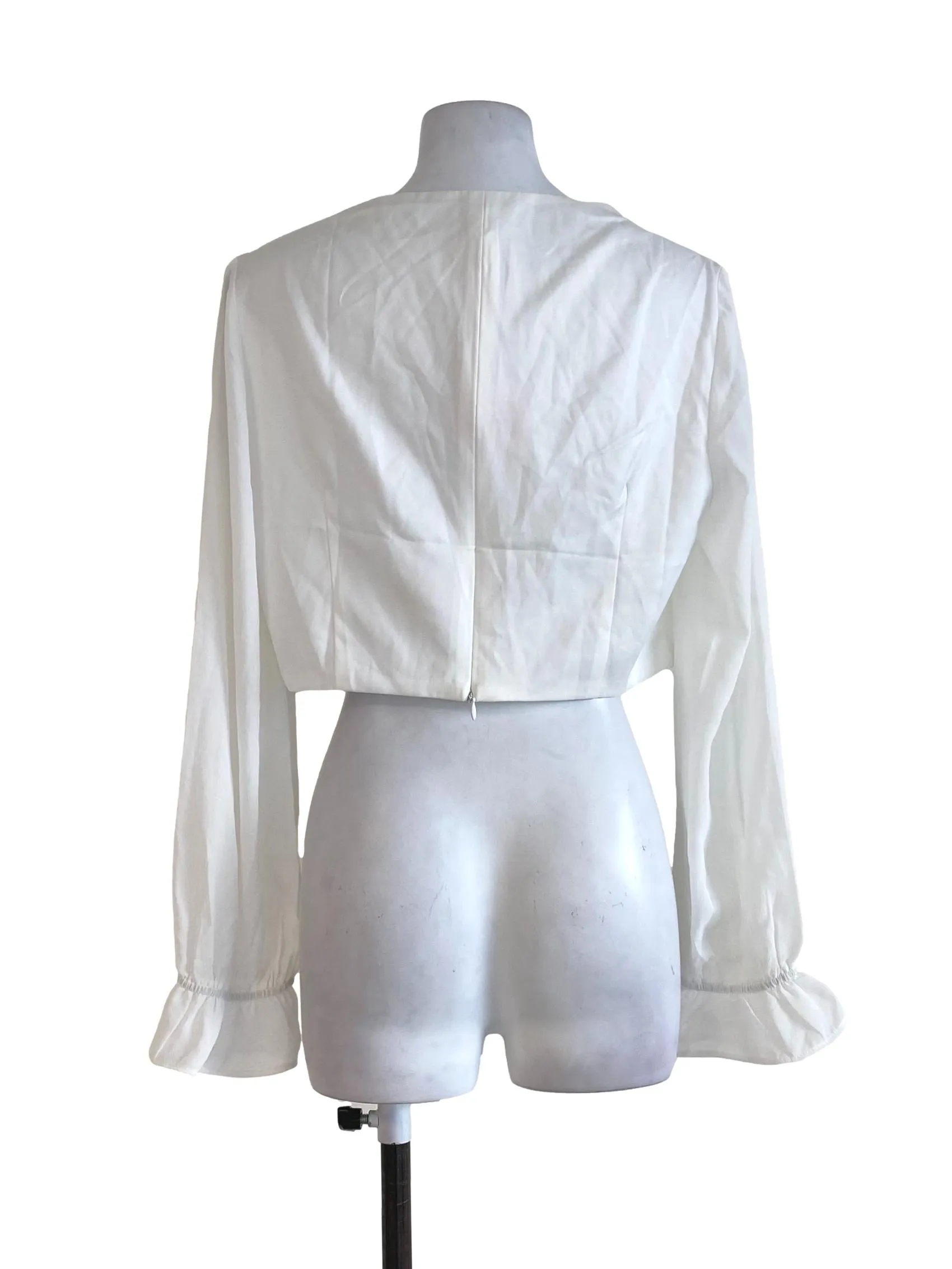 White Plain Satin Crop Top