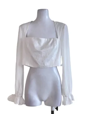 White Plain Satin Crop Top
