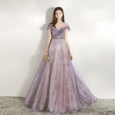 Women Party Dresses Illusion Crystal Formal Gowns