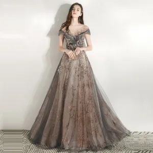 Women Party Dresses Illusion Crystal Formal Gowns