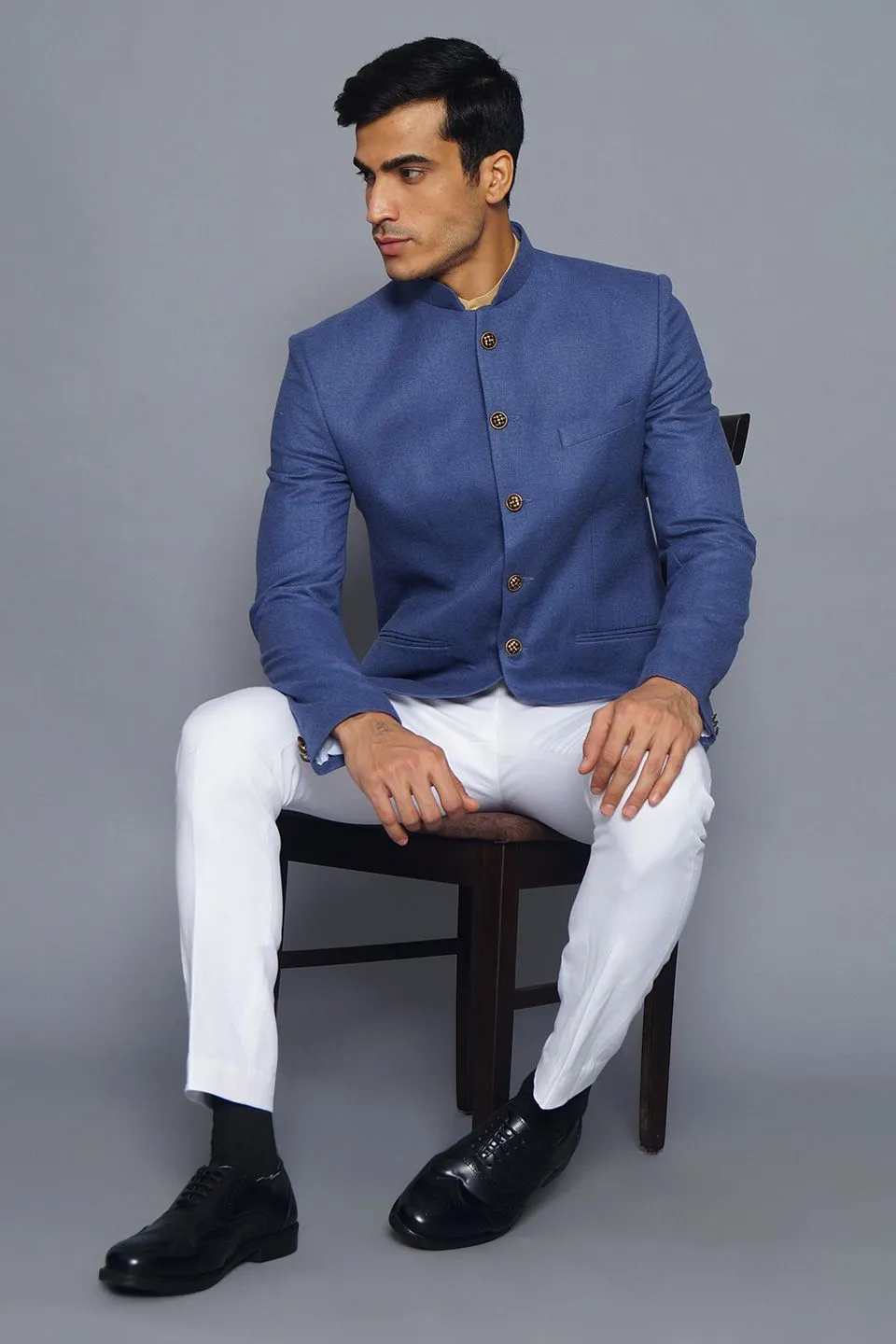Wool Blue Bandhgala