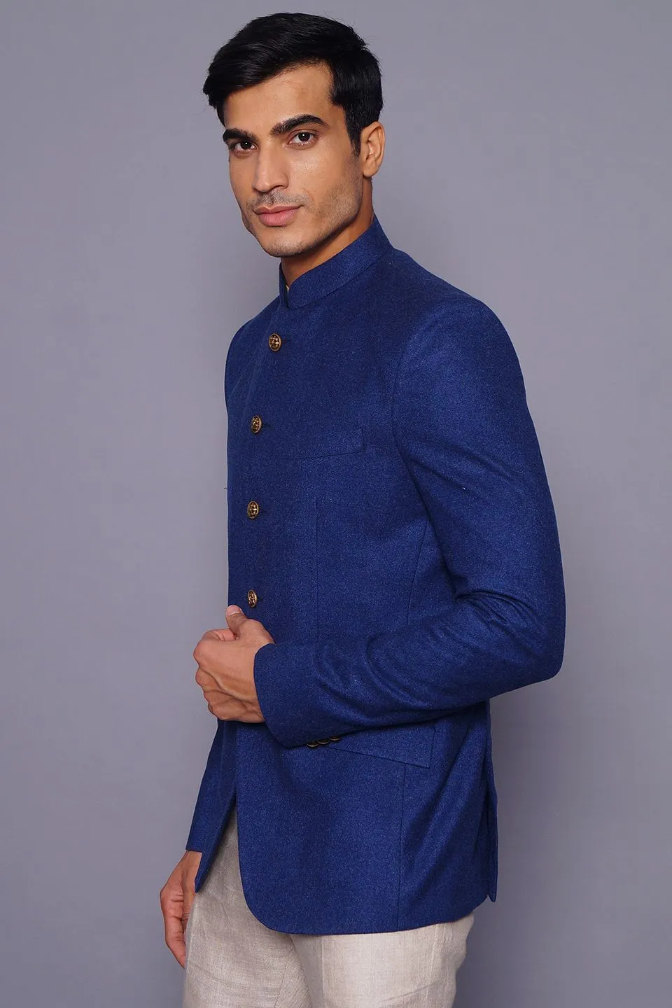 Wool Blue Bandhgala