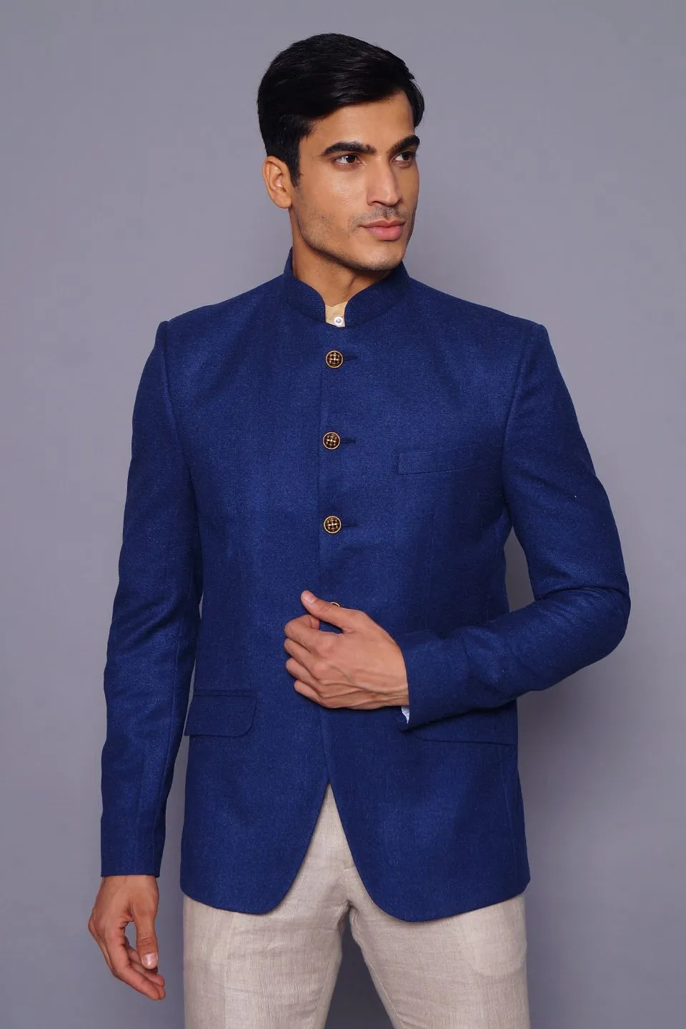 Wool Blue Bandhgala