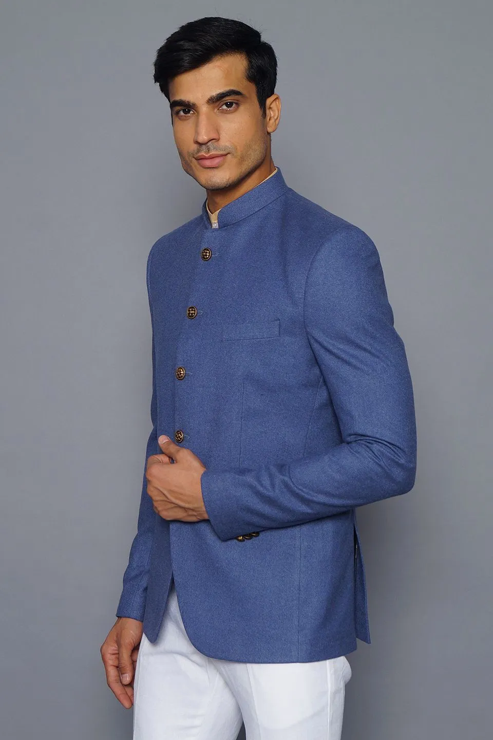 Wool Blue Bandhgala