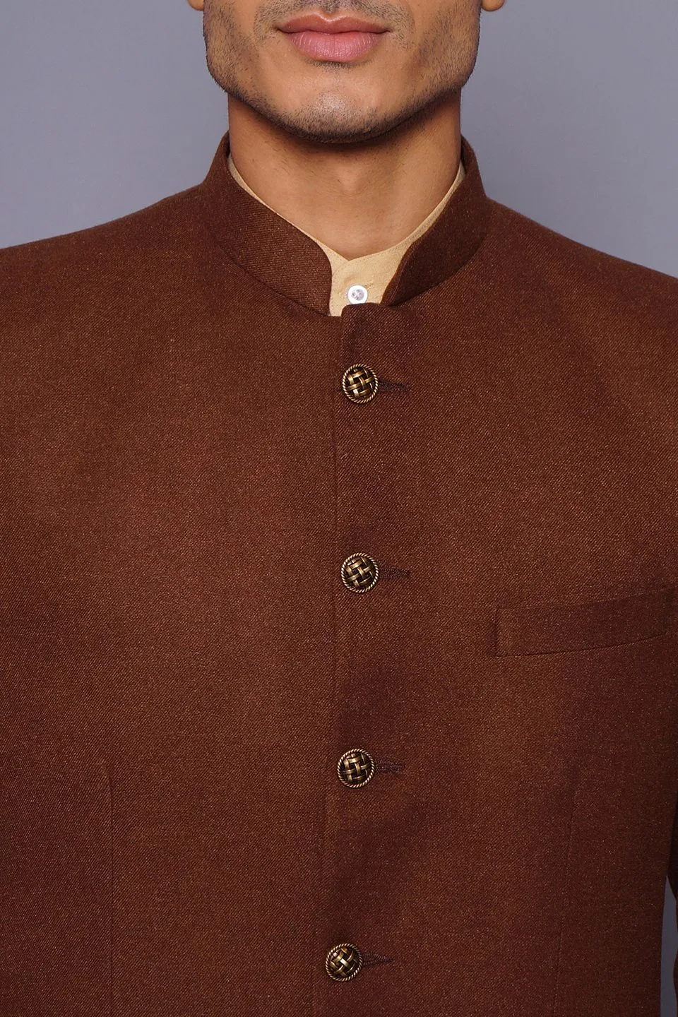 Wool Brown Bandhgala