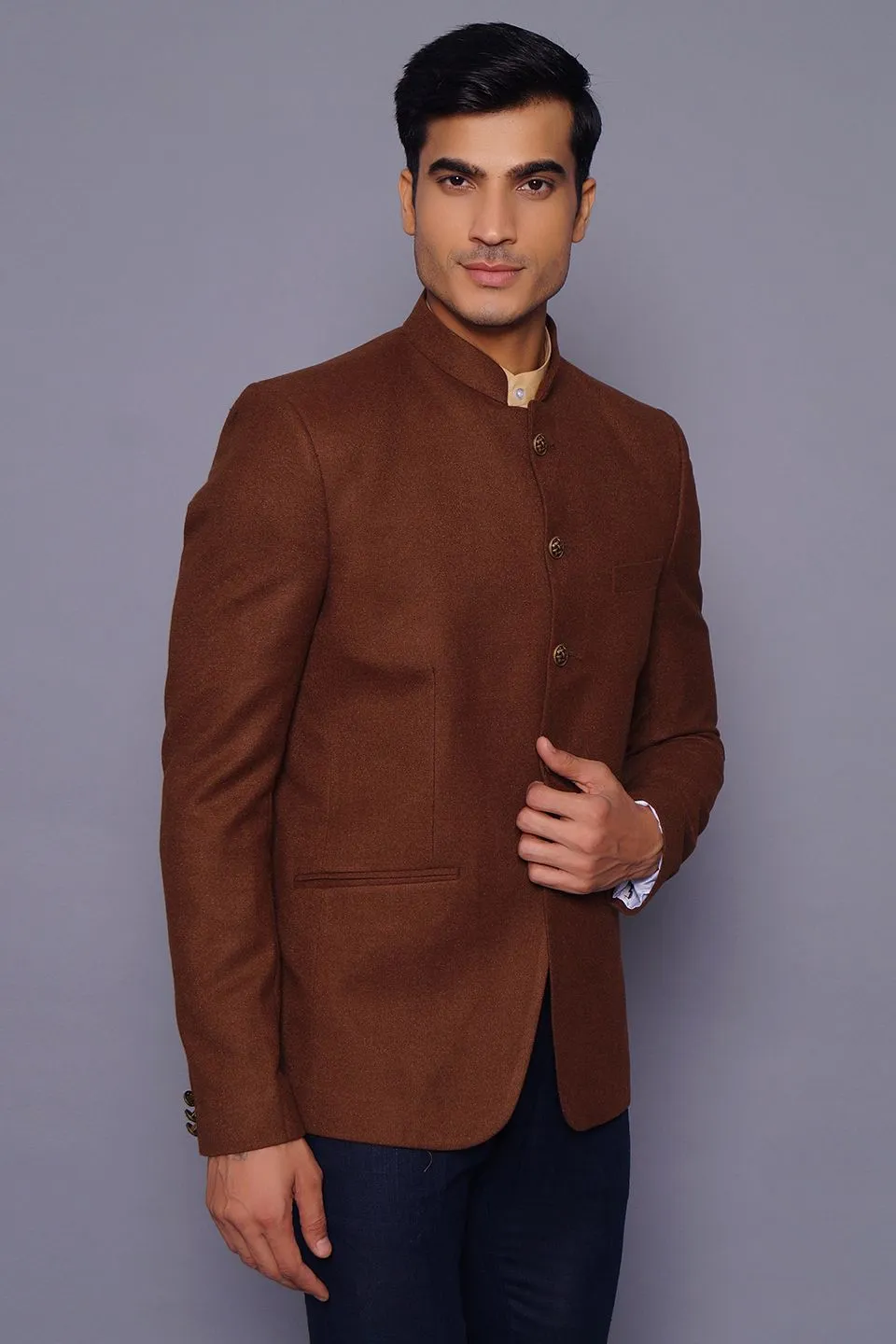 Wool Brown Bandhgala