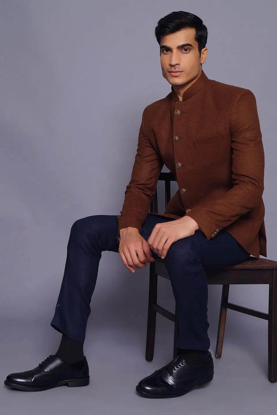 Wool Brown Bandhgala