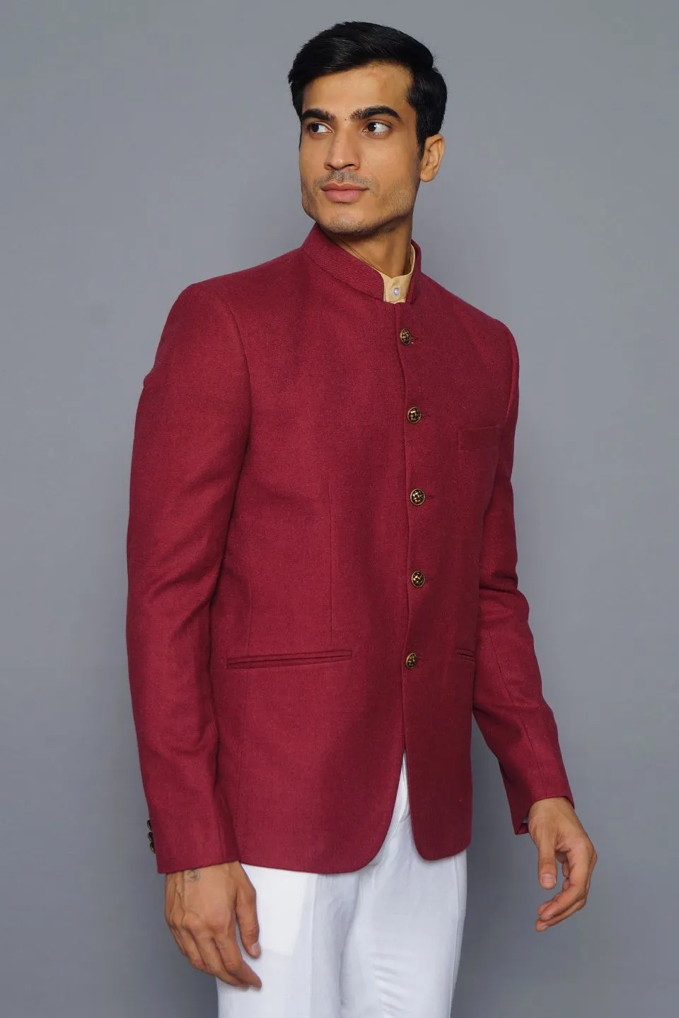 Wool Red Bandhgala