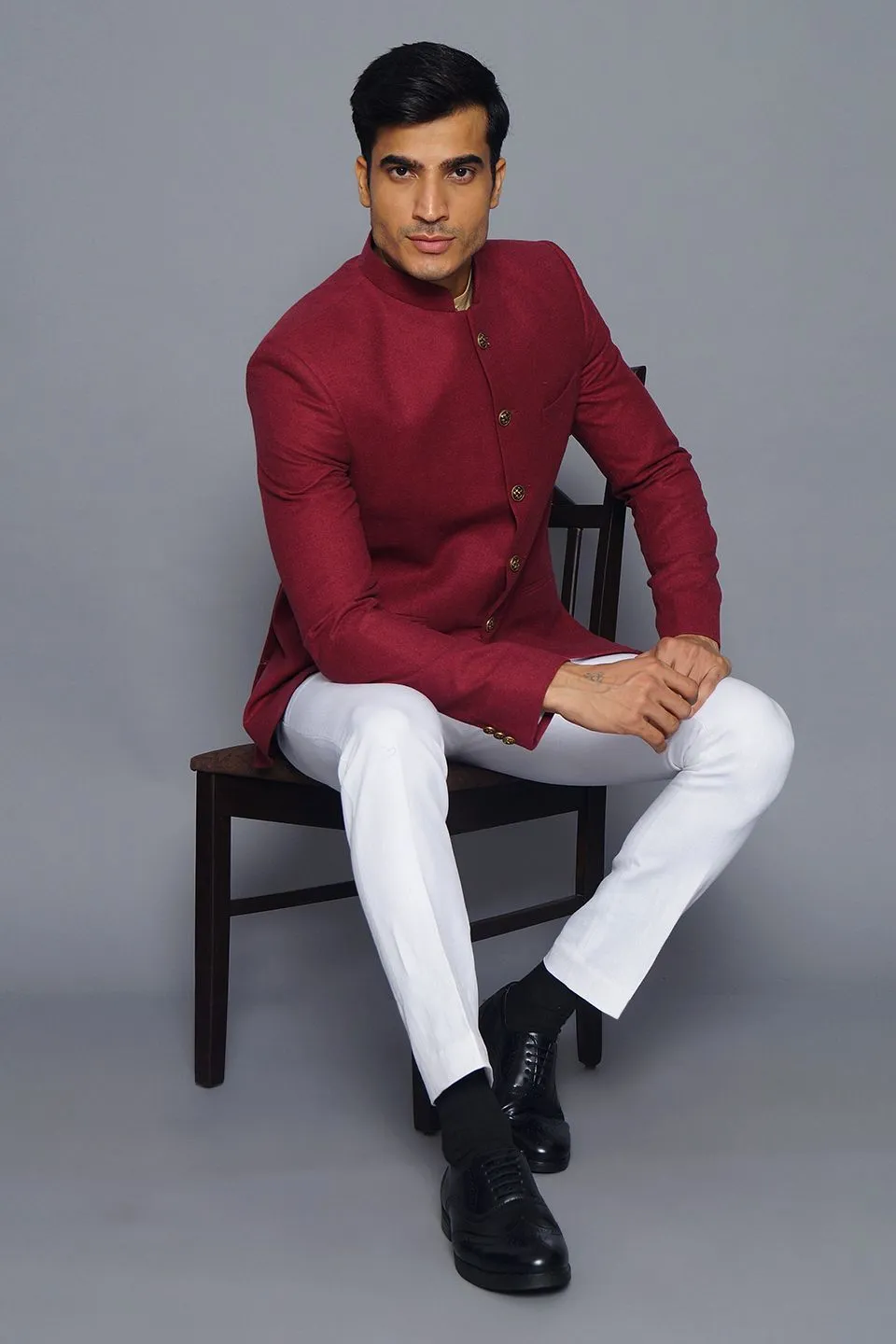 Wool Red Bandhgala