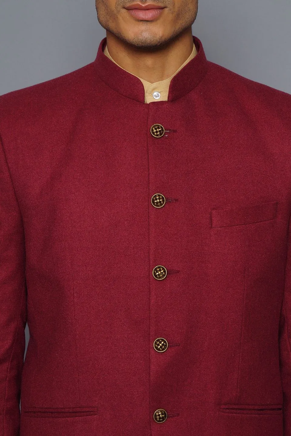 Wool Red Bandhgala