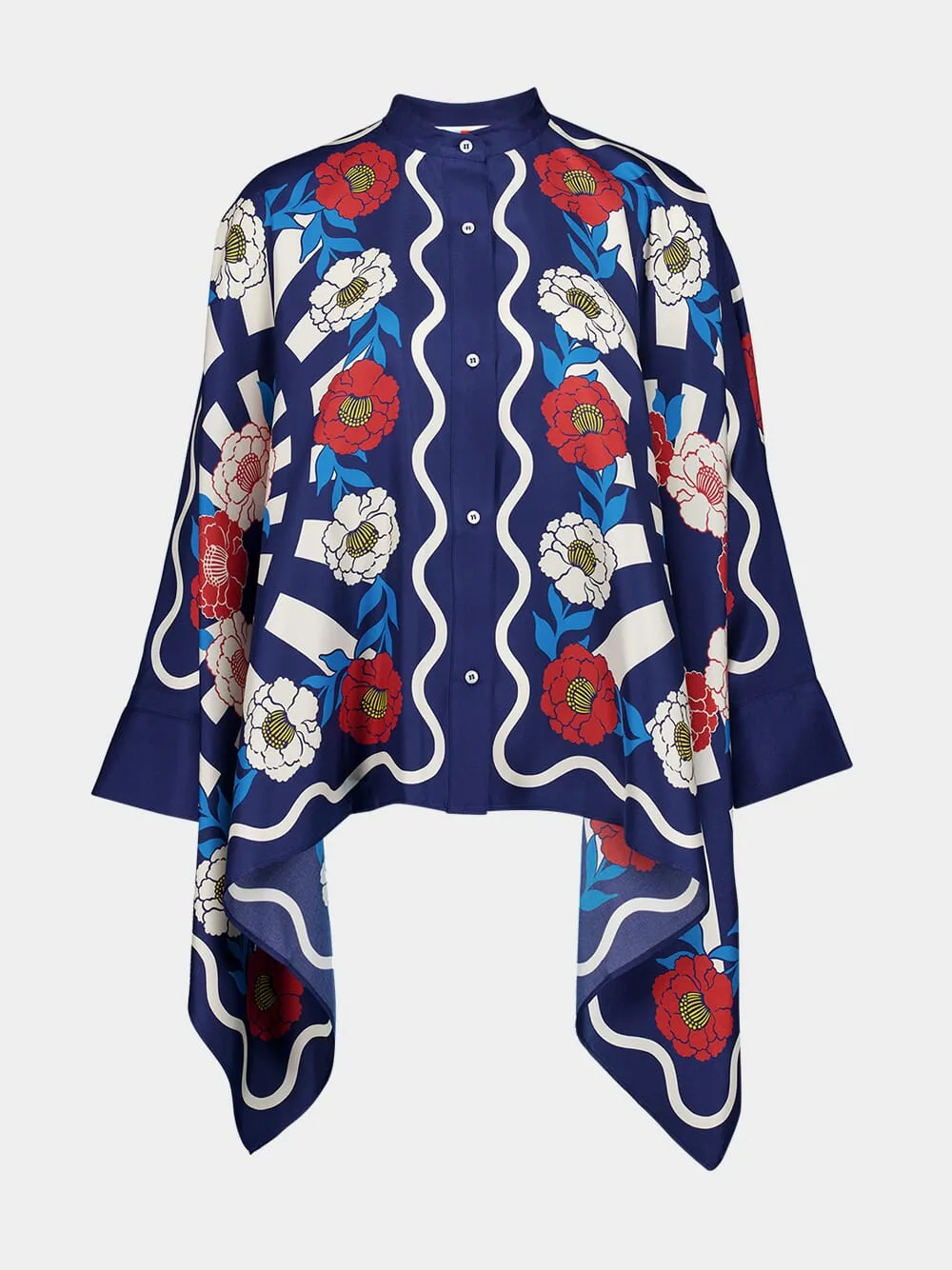 x Orlebar Brown Whitsun Placée Blue Foulard Silk Shirt