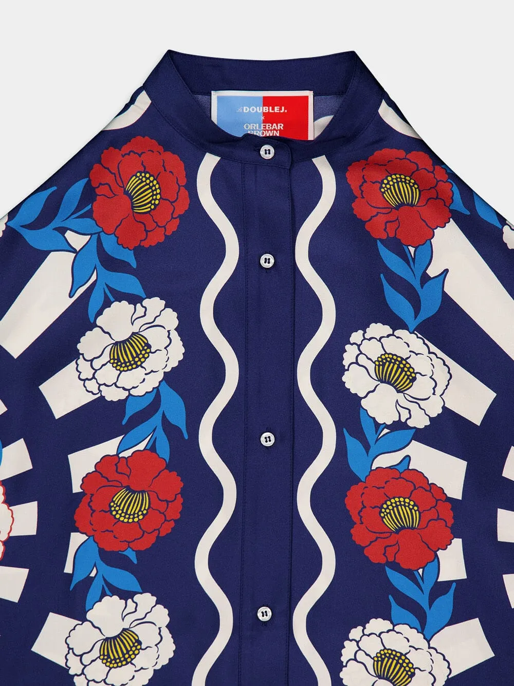 x Orlebar Brown Whitsun Placée Blue Foulard Silk Shirt